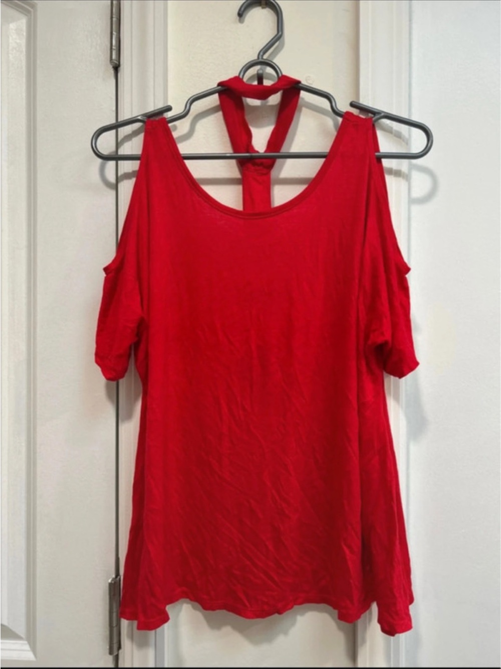 Red Cold-Shoulder Halter Tunic Top - Women's, new with tag, size medium, sexy